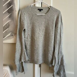 J Crew Grey Ruffle Sleeve Sweater - Wool Sz M